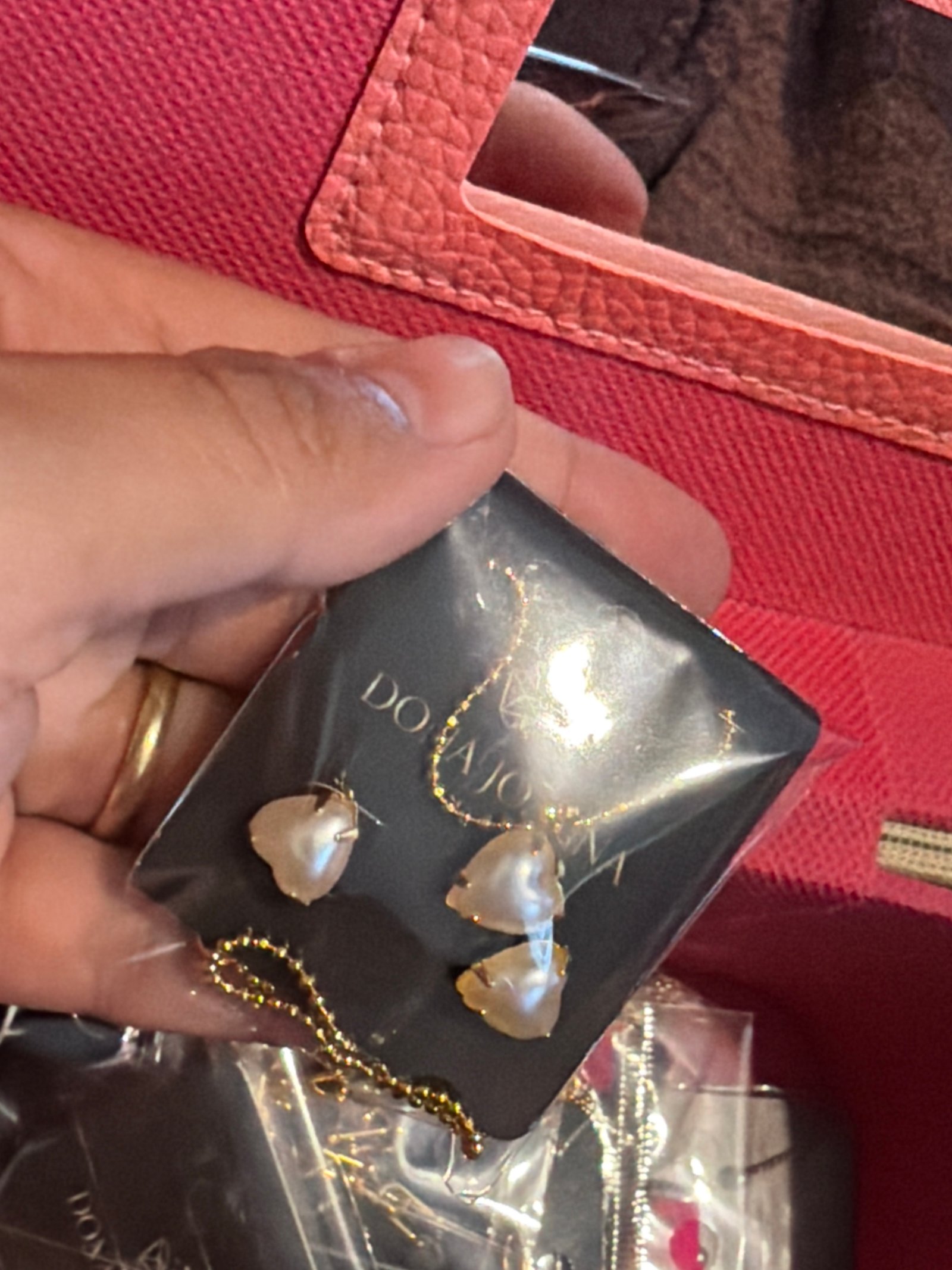 Conjunto coração pérola