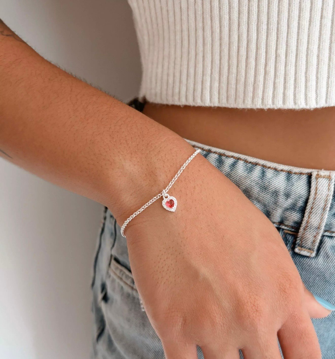 Pulseira coração rosa 